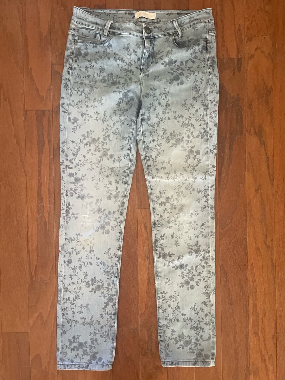 J. Jill Weekender Straight Leg Floral Print Jeans Light Wash Stretch Size 4